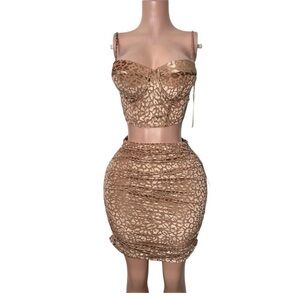 Brown Leopard Print Skirt and top set